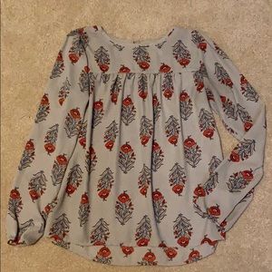 Grey with Red Flowers Blouse